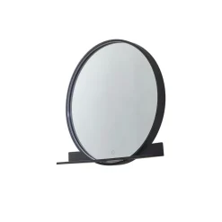 Lucande LED-spejl Miren, sort, aluminium, CCT, hylde