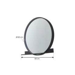 Lucande LED-spejl Miren, sort, aluminium, CCT, hylde