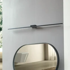 Lucande LED-spejllampe Kivana, sort, metal, 120 cm IP44