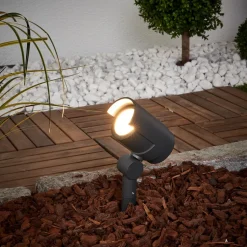 Lucande LED-spot med jordspyd Beatrix, antracit, aluminium, 45,7 cm