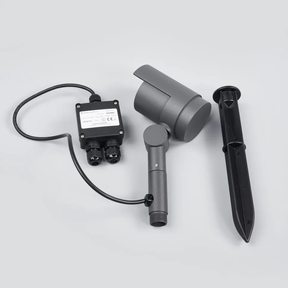 Lucande LED-spot med jordspyd Beatrix, antracit, aluminium, 45,7 cm