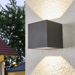 Lucande LED-udendørs væglampe Merjem, 10 cm, op/ned, IP54