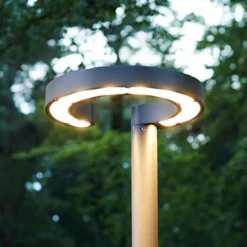 Lucande LED-udendørslampe Jannis, antracit, metal, 200 cm