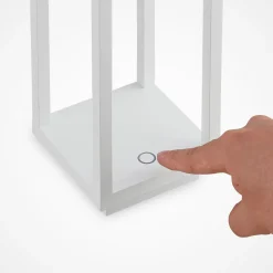 Lucande LED-udendørslampe Mirina, hvid, genopladeligt batteri, touch-dæmper