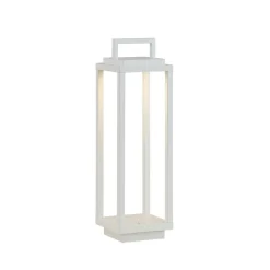 Lucande LED-udendørslampe Mirina, hvid, genopladeligt batteri, touch-dæmper