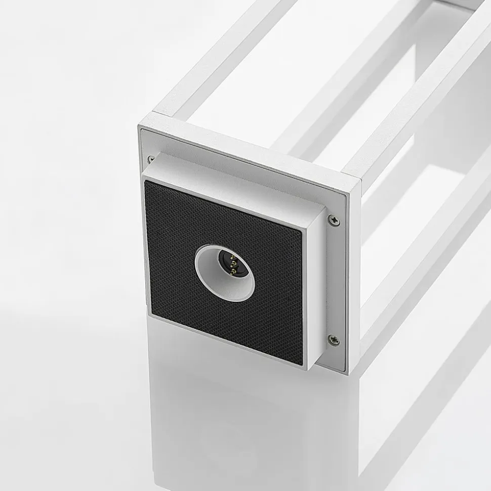 Lucande LED-udendørslampe Mirina, hvid, genopladeligt batteri, touch-dæmper