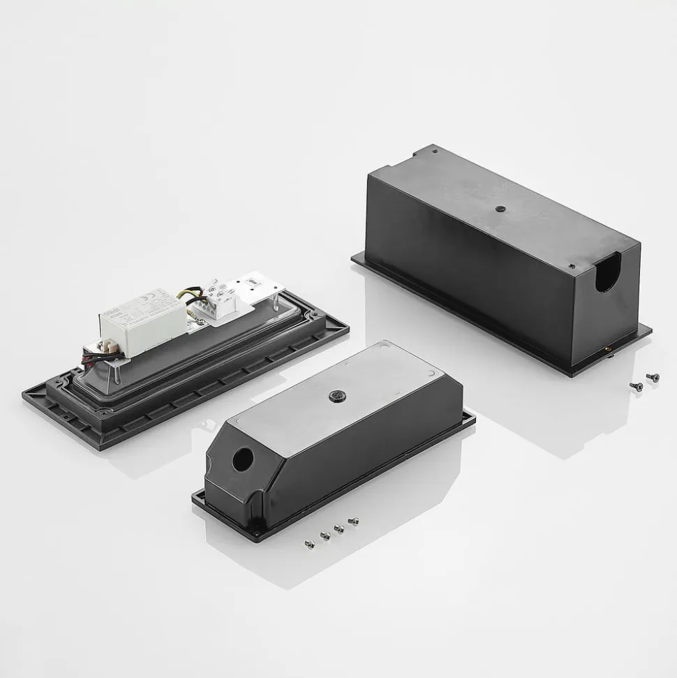 Lucande LED-vægindbygningslampe Jaano, antracit, aluminium, IP65