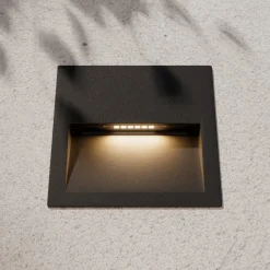 Lucande LED-vægindbygningslampe Loya, 11,5x11,5 cm, grå, IP54