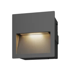 Lucande LED-vægindbygningslampe Loya, 11,5x11,5 cm, grå, IP54