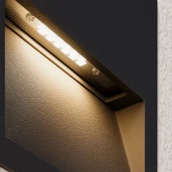 Lucande LED-vægindbygningslampe Loya, 11,5x11,5 cm, grå, IP54