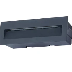 Lucande LED-vægindbygningslampe Loya, 23 x 8 cm, grå, IP54