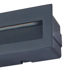 Lucande LED-vægindbygningslampe Loya, 23 x 8 cm, grå, IP54