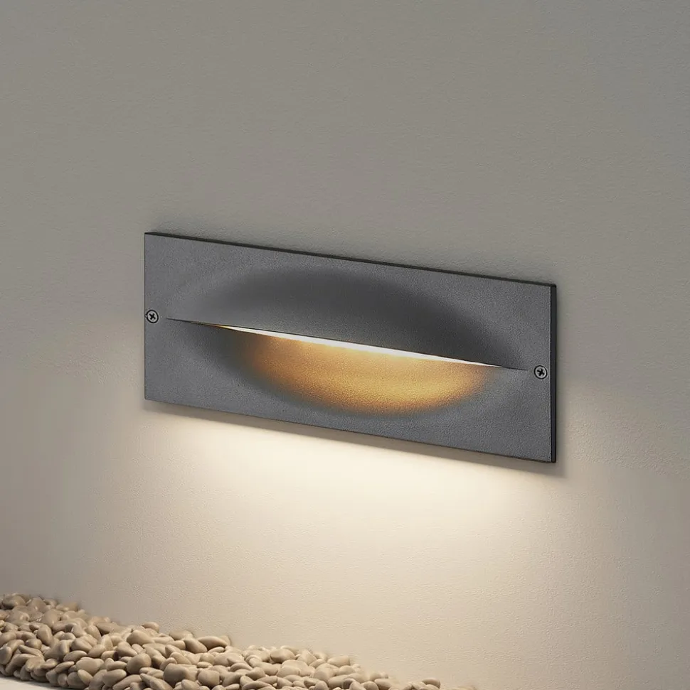 Lucande LED-vægindbygningslampe Zandro, 25 cm, antracit, IP65