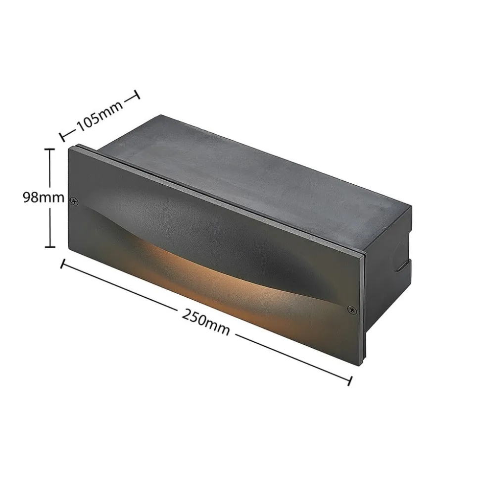 Lucande LED-vægindbygningslampe Zandro, 25 cm, antracit, IP65