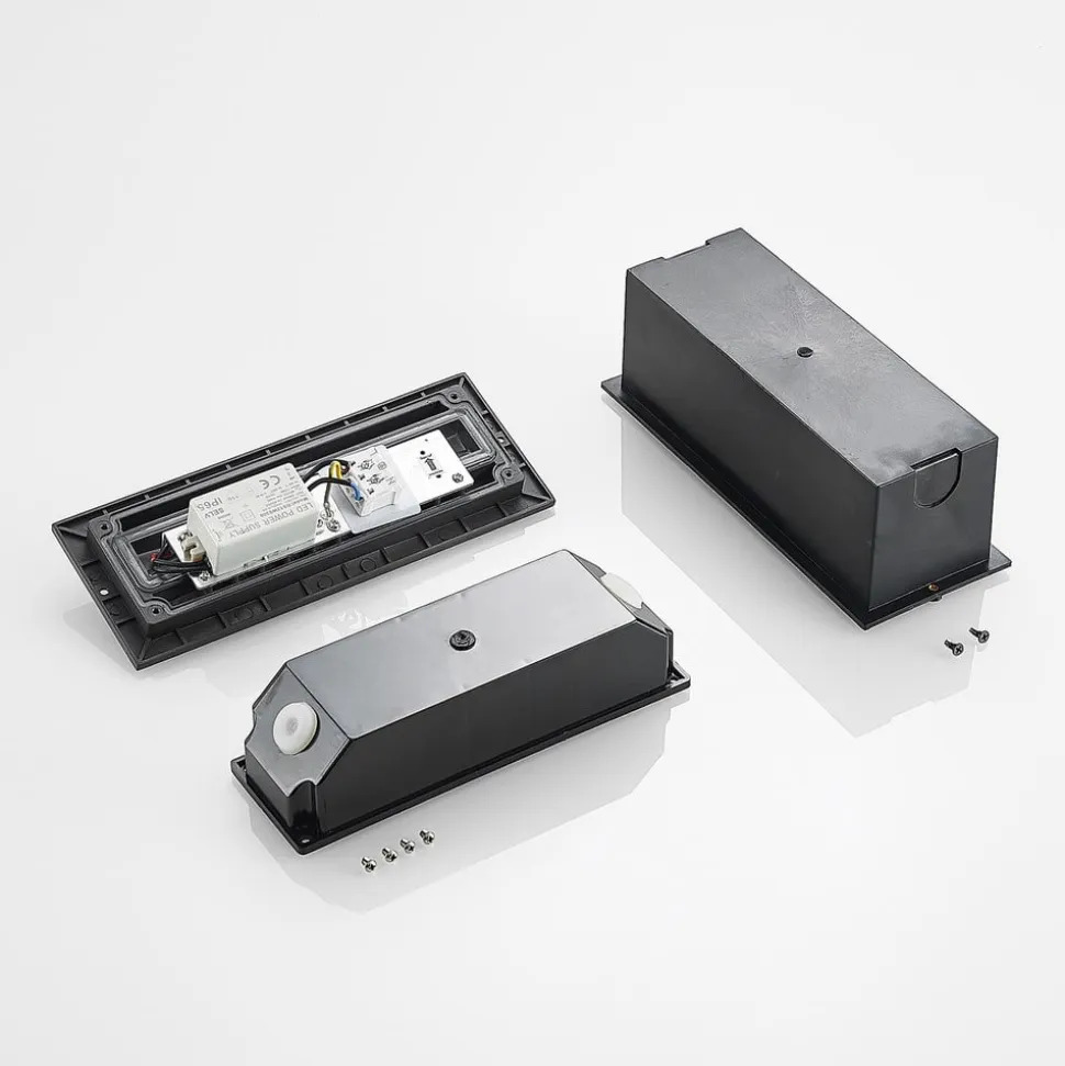 Lucande LED-vægindbygningslampe Zandro, 25 cm, antracit, IP65