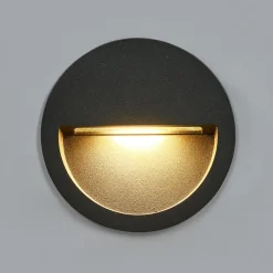 Lucande LED-vægindbygningslampe Loya, Ø 11,5 cm, grå, IP54