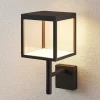 Lucande LED-væglampe Cube, antracit, glas, 37 cm, IP54