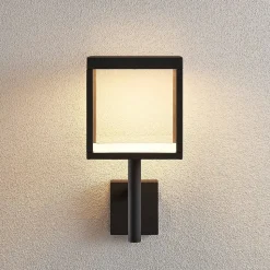 Lucande LED-væglampe Cube, antracit, glas, 37 cm, IP54
