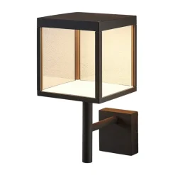 Lucande LED-væglampe Cube, antracit, glas, 37 cm, IP54