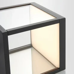 Lucande LED-væglampe Cube, antracit, glas, 37 cm, IP54