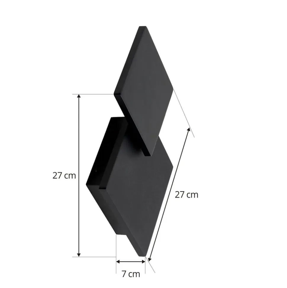 Lucande LED-væglampe Elrik, sort, 27 cm høj, metal