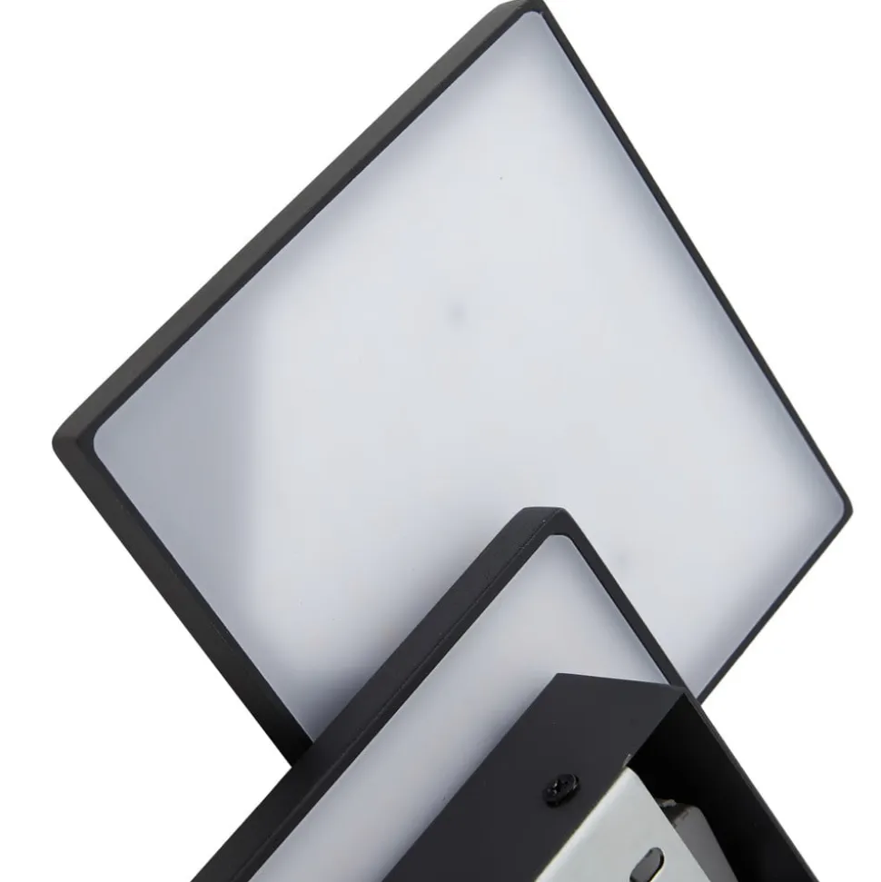 Lucande LED-væglampe Elrik, sort, 27 cm høj, metal