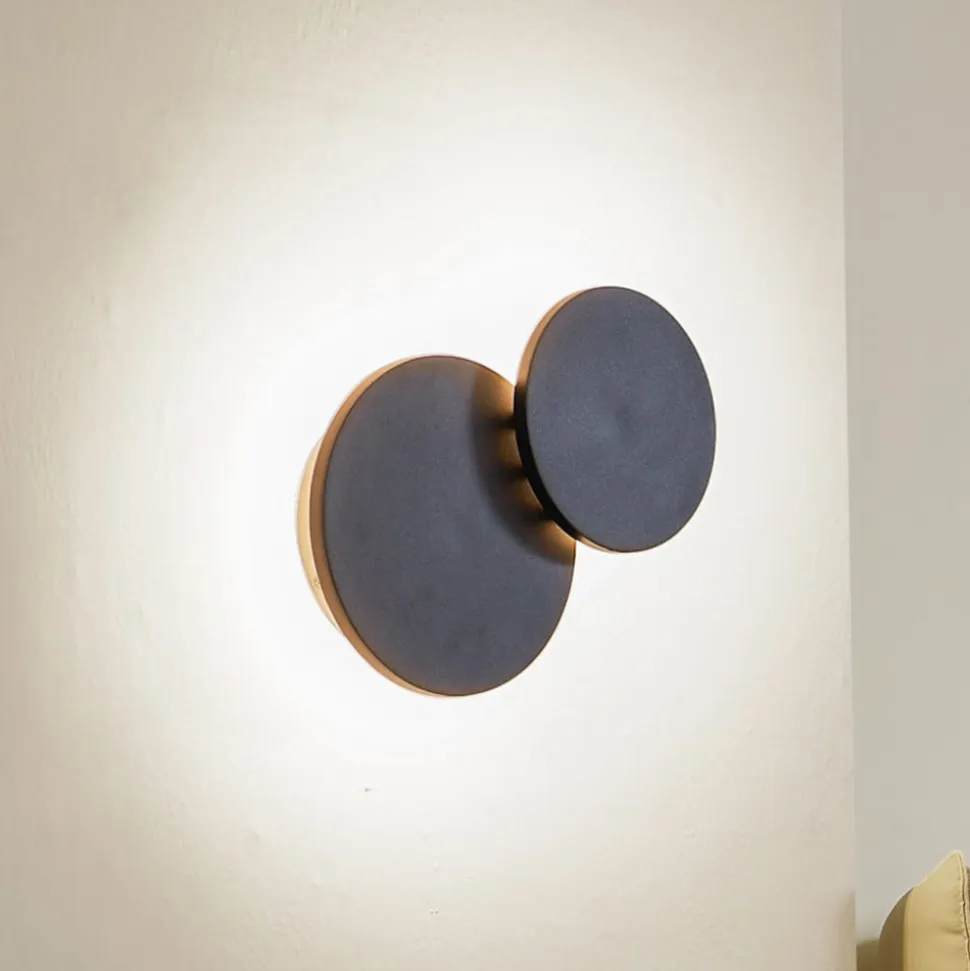 Lucande LED-væglampe Elrik, sort, 20 cm høj, metal