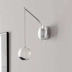 Lucande LED-væglampe Hayley, kromfarvet, glas, højde 34 cm
