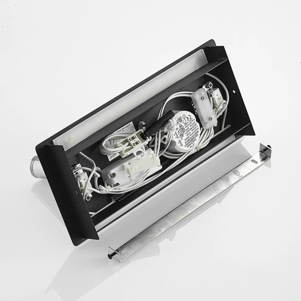 Lucande LED-væglampe Kimo, 32 cm, sort, aluminium, USB
