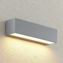 Lucande LED-væglampe Lengo, 25 cm, sølv, 1 lyskilde, IP65