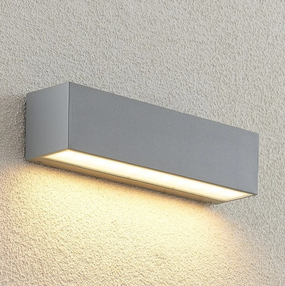 Lucande LED-væglampe Lengo, 25 cm, sølv, 1 lyskilde, IP65