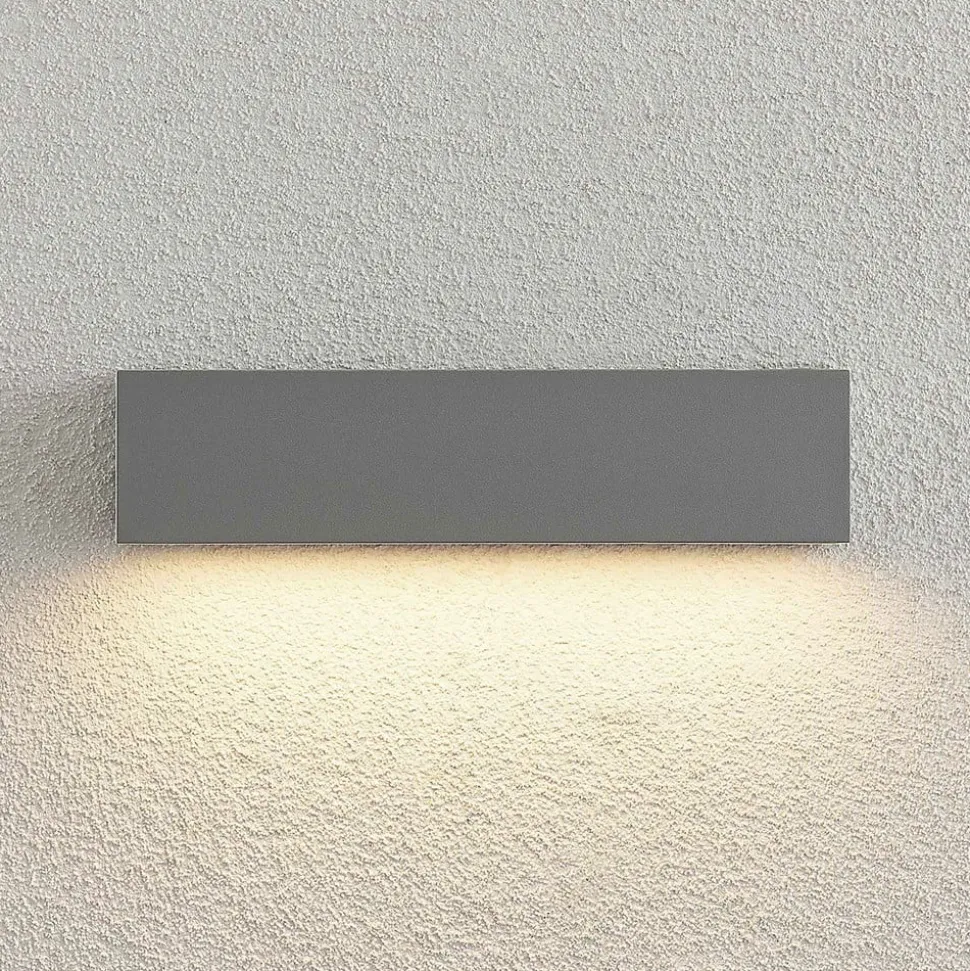 Lucande LED-væglampe Lengo, 25 cm, sølv, 1 lyskilde, IP65
