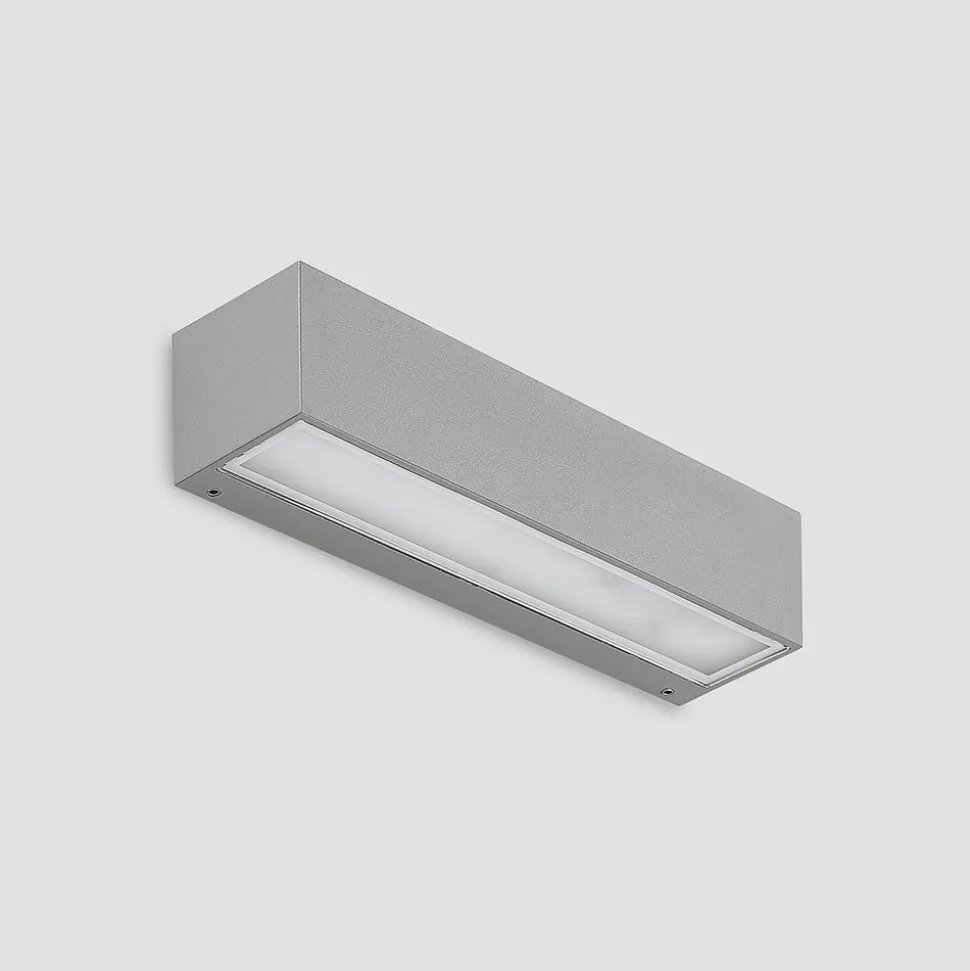 Lucande LED-væglampe Lengo, 25 cm, sølv, 1 lyskilde, IP65