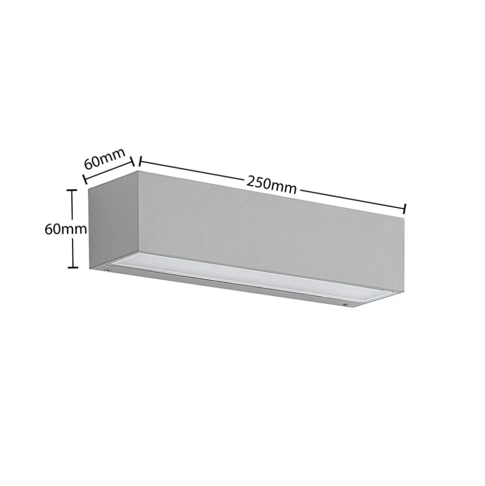 Lucande LED-væglampe Lengo, 25 cm, sølv, 1 lyskilde, IP65