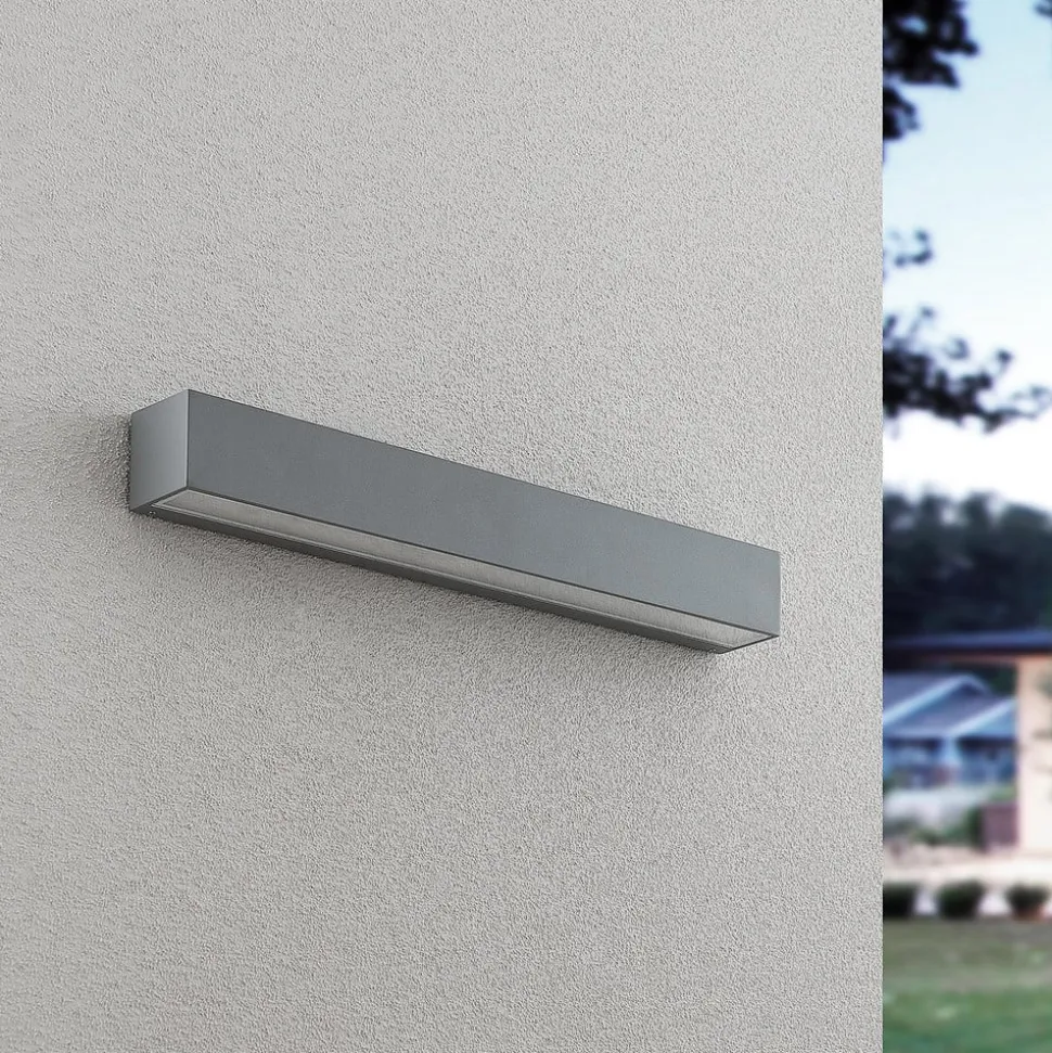 Lucande LED-væglampe Lengo, 50 cm, sølv, 1 lyskilde, IP65
