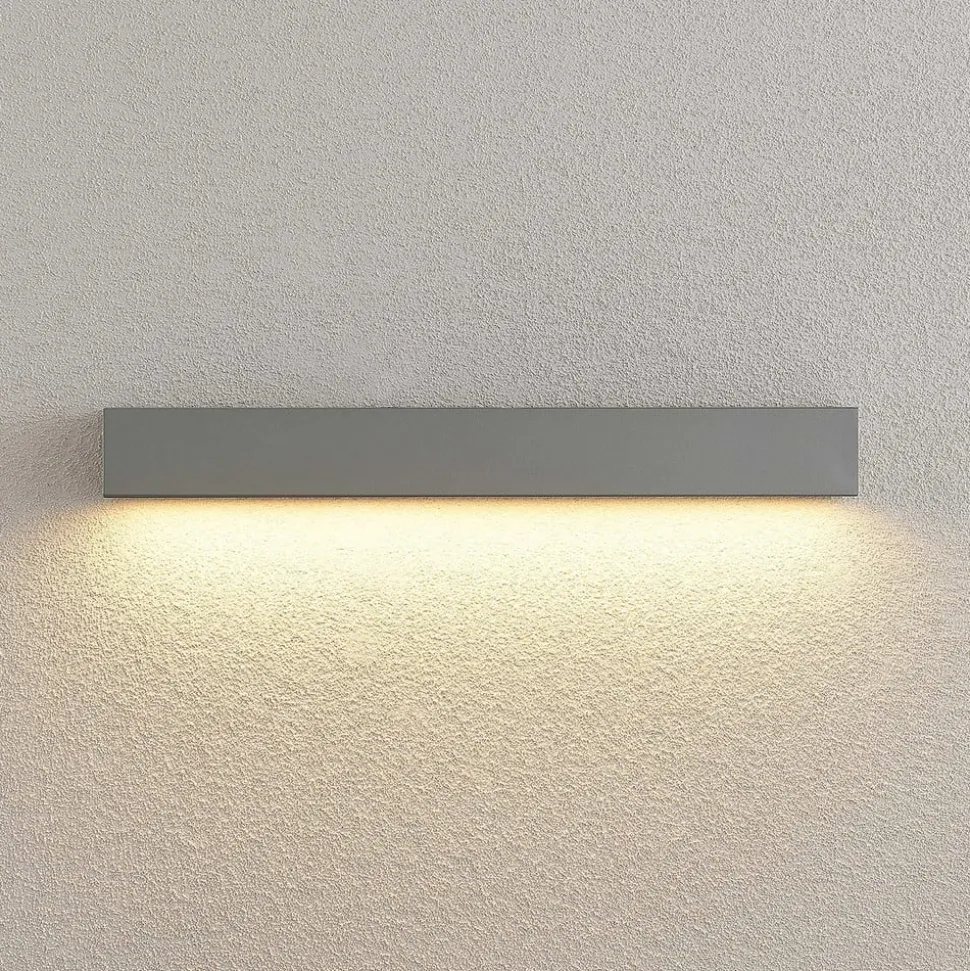 Lucande LED-væglampe Lengo, 50 cm, sølv, 1 lyskilde, IP65