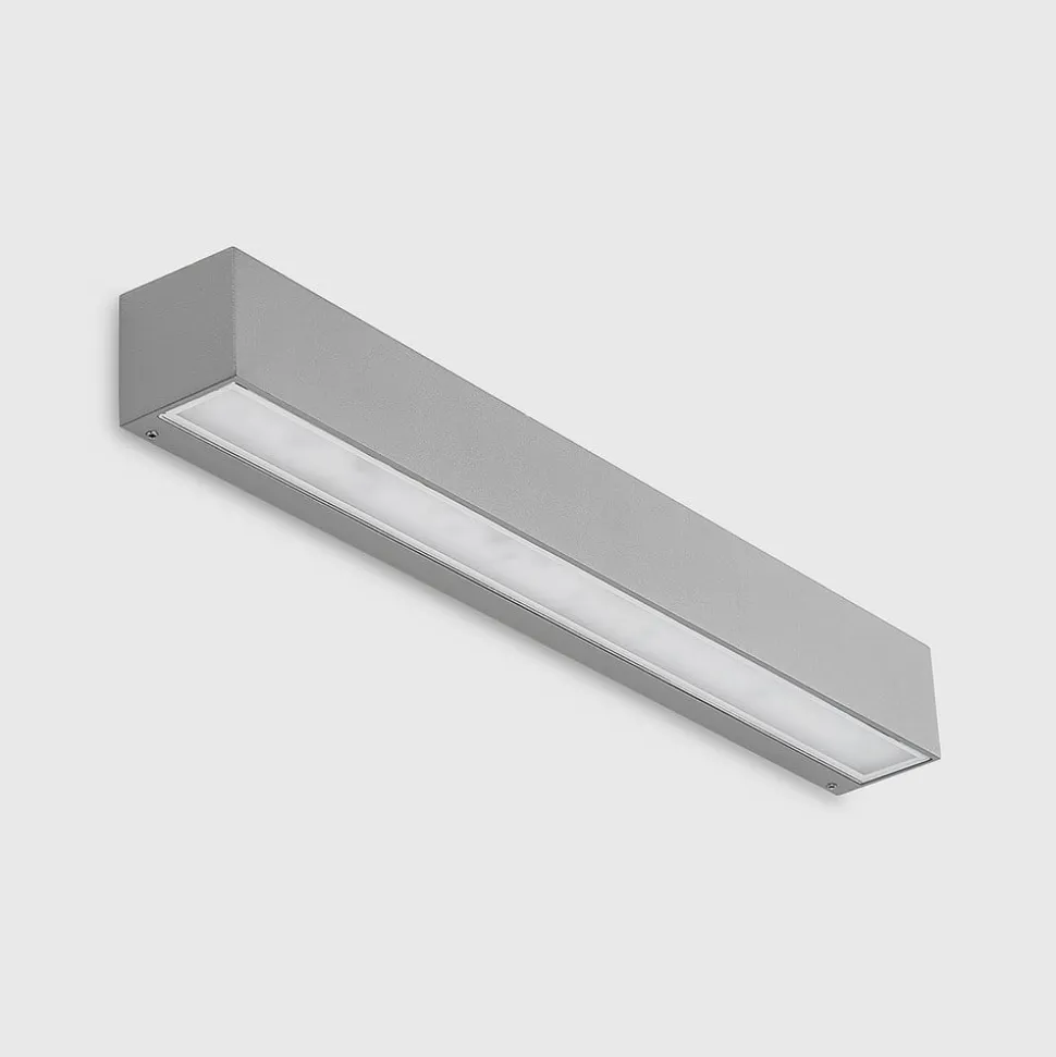 Lucande LED-væglampe Lengo, 50 cm, sølv, 1 lyskilde, IP65