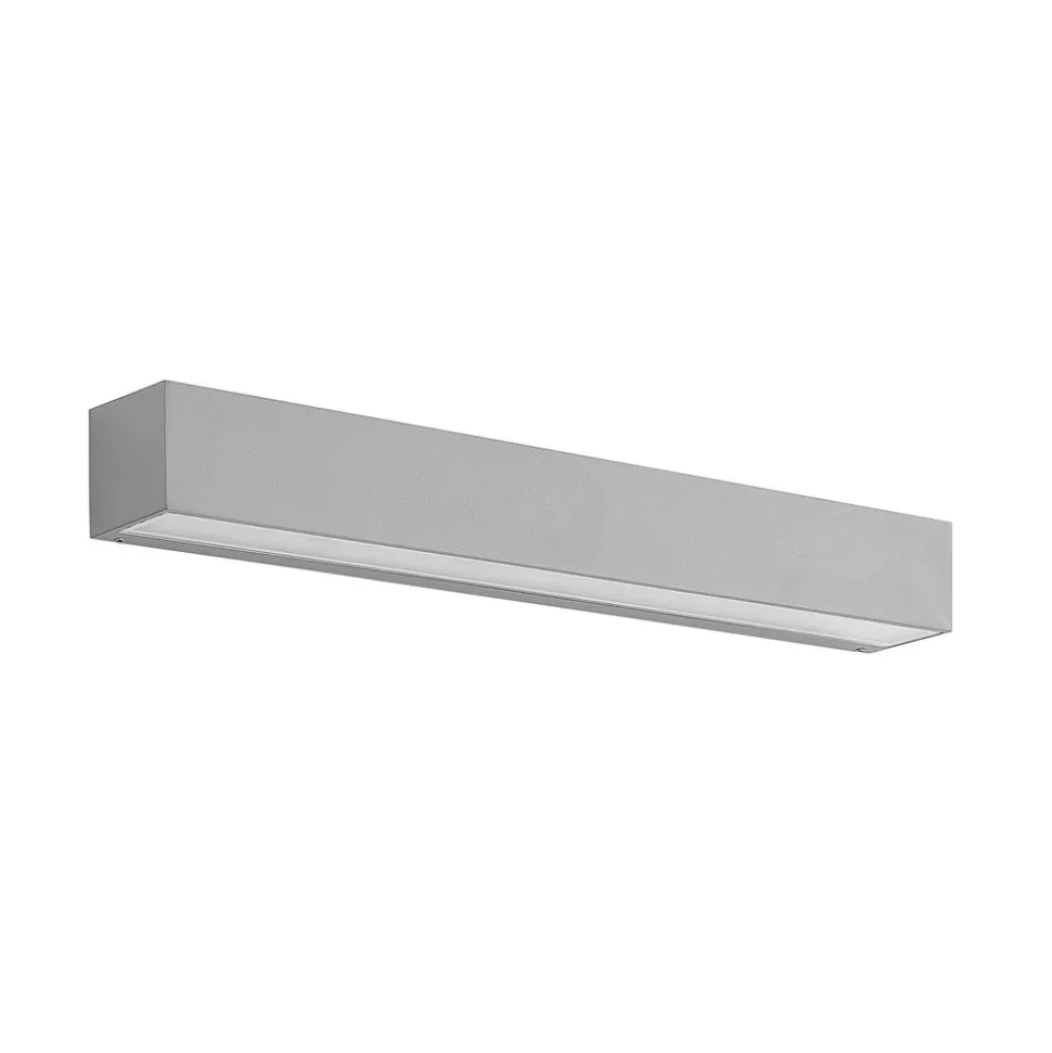 Lucande LED-væglampe Lengo, 50 cm, sølv, 1 lyskilde, IP65