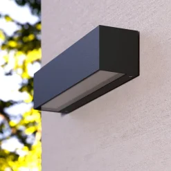 Lucande LED-væglampe Lengo, 25 cm antracit, op/ned 3000K