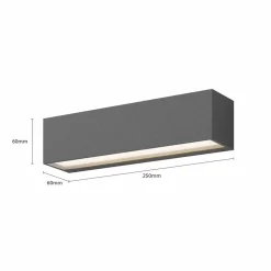 Lucande LED-væglampe Lengo, 25 cm antracit, op/ned 3000K