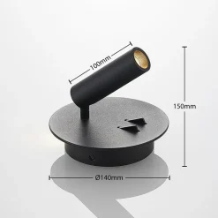 Lucande LED-væglampe Magya, sort 2 lyskilder, rund