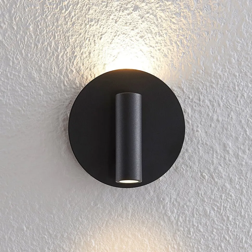 Lucande LED-væglampe Magya, sort 2 lyskilder, rund