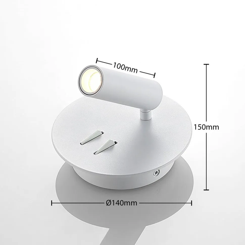 Lucande LED-væglampe Magya, hvid 2 lyskilder. rund