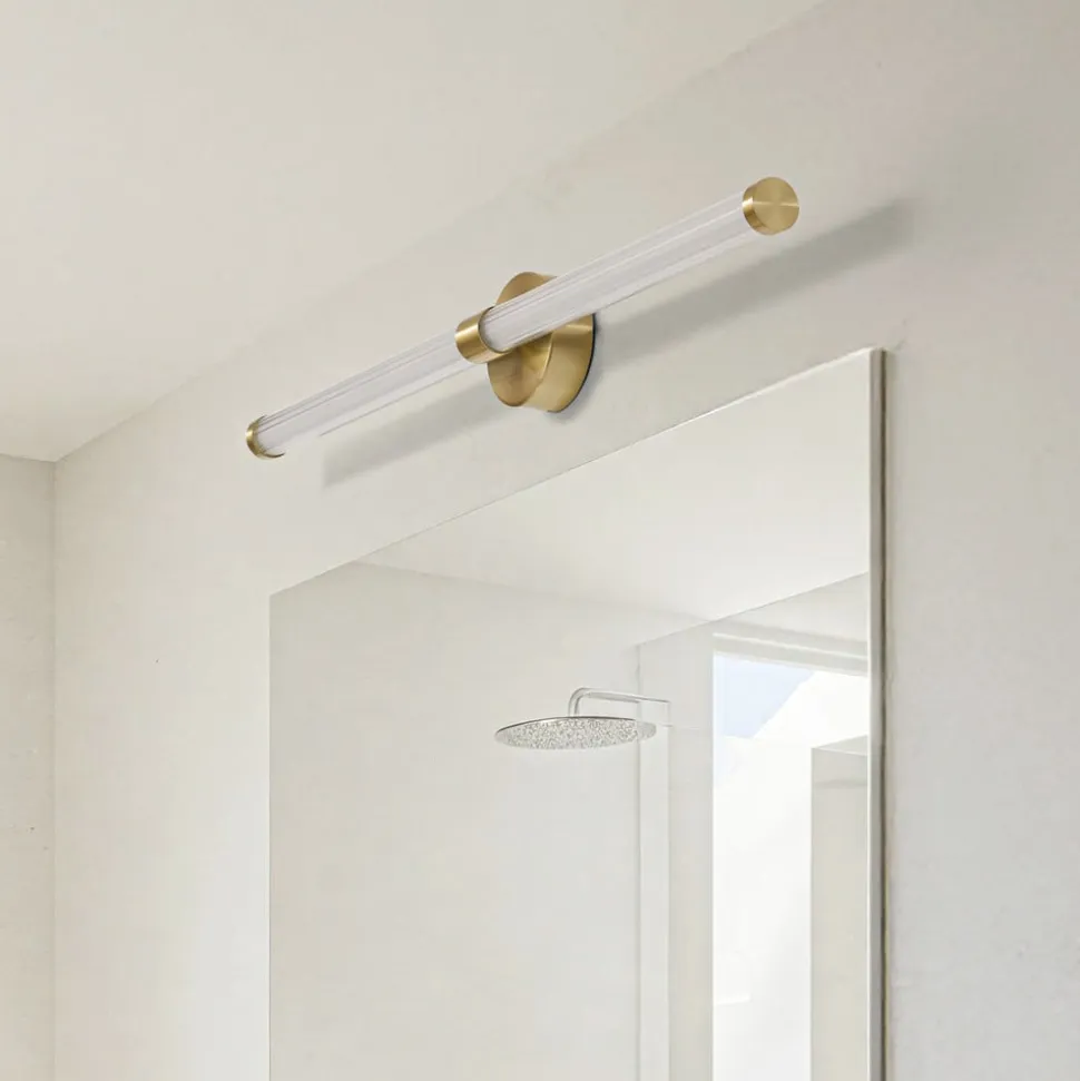 Lucande LED-væglampe Melisa, guld, 90 cm, CCT, IP44