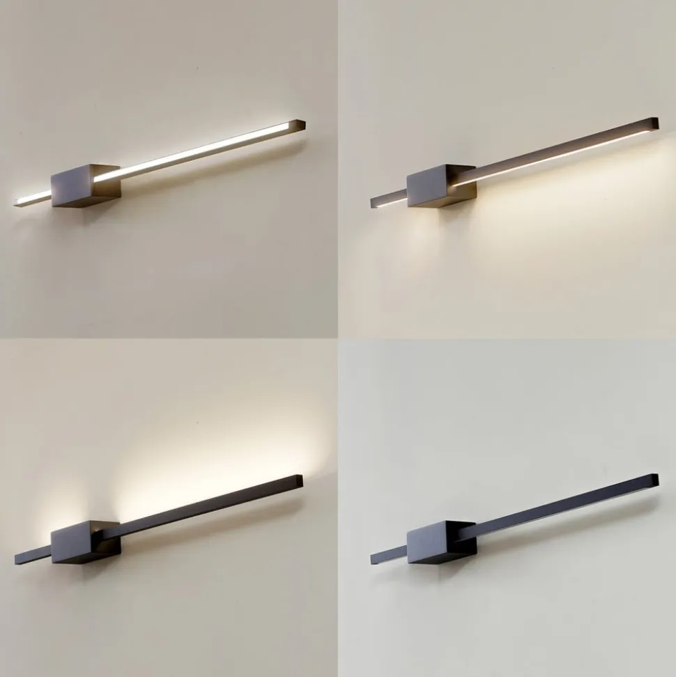 Lucande LED-væglampe Skaila, sort, længde 90 cm, 3.000 K