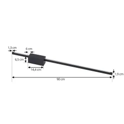 Lucande LED-væglampe Skaila, sort, længde 90 cm, 3.000 K