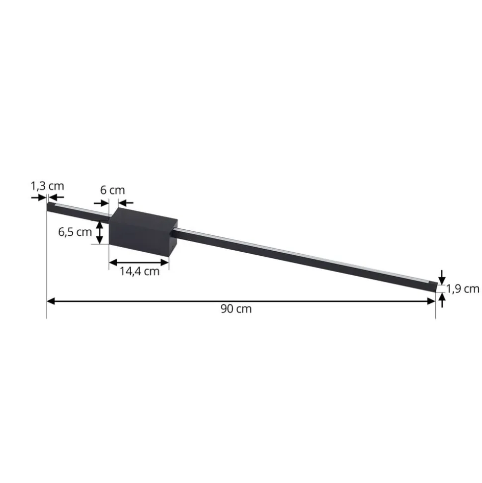 Lucande LED-væglampe Skaila, sort, længde 90 cm, 3.000 K