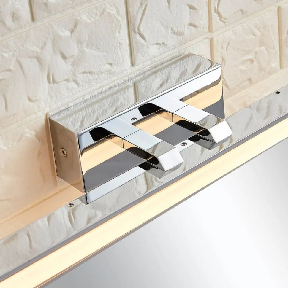 Lucande LED-væglampe til badeværelset Julie, 46 cm, krom, metal, IP44