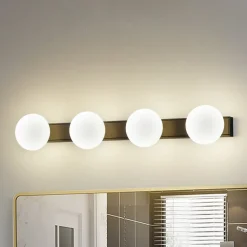 Lucande LED-væglampe til badeværelset Myrra, sort, glas, 60 cm, IP44