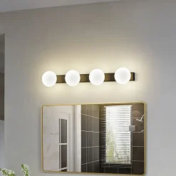 Lucande LED-væglampe til badeværelset Myrra, sort, glas, 60 cm, IP44